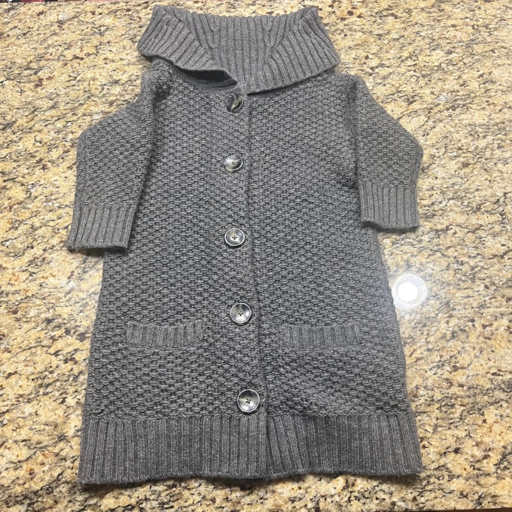 Vince Gray Wool Blend Chunky Knit Shawl Collar Button Front Cardigan Sweater XS